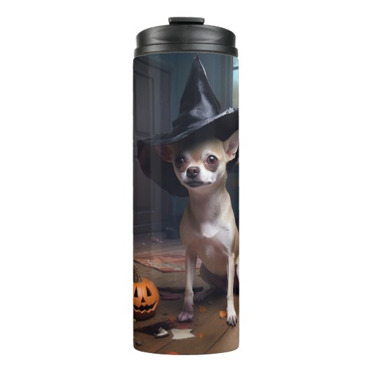 Chihuahua pompoenen Halloween eng Thermosbeker (Voorkant)