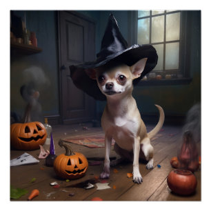 Chihuahua Pompoenen Halloween Griezelen Perfect Poster