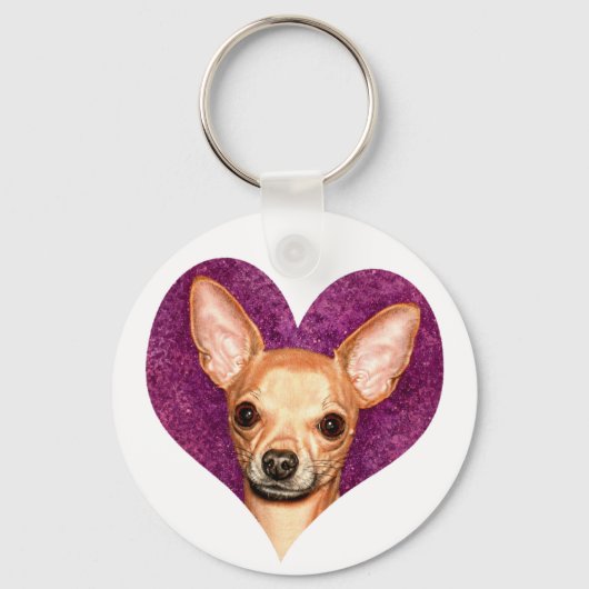 Chihuahua Portrait Sleutelhanger (Voorkant)