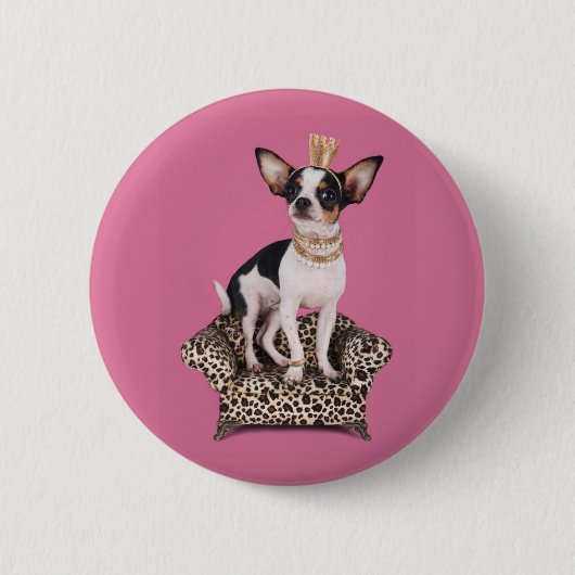 Chihuahua Princess Ronde Button 5,7 Cm (Voorkant)