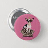 Chihuahua Princess Ronde Button 5,7 Cm (Voorkant /achterkant)