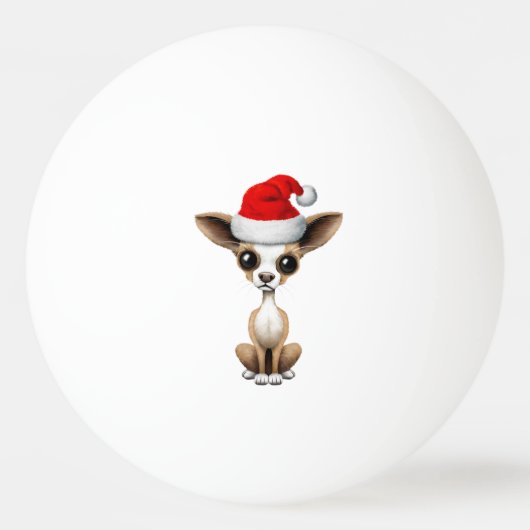 Chihuahua Puppy die een kersthat draagt Pingpongballen (Voorkant)