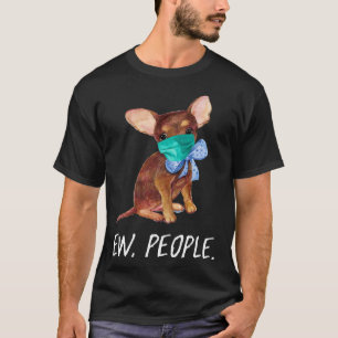 Chihuahua Puppy Dog die een gezichtsmasker met jon T-shirt