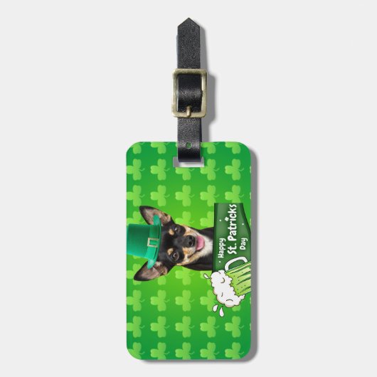 Chihuahua Puppy Dog St. Patrick's Day Groene Klave Bagagelabel (Voorkant verticaal)