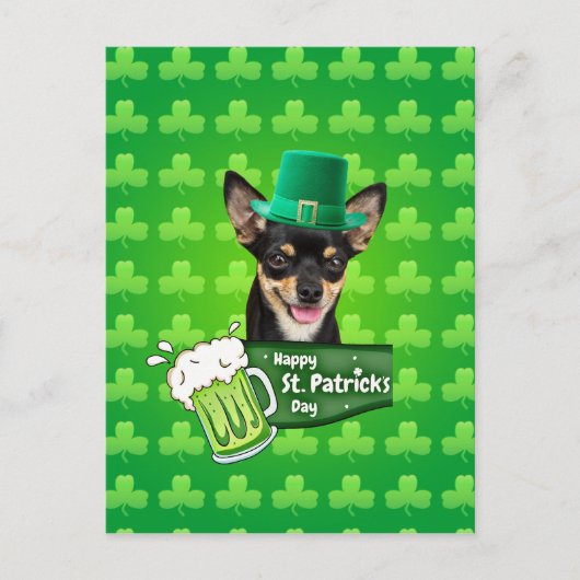 Chihuahua Puppy Dog St. Patrick's Day Groene Klave Briefkaart (Voorkant)