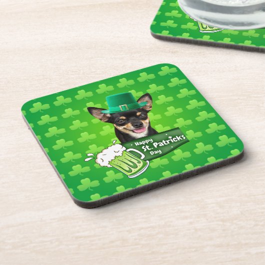 Chihuahua Puppy Dog St. Patrick's Day Groene Klave Drankjes Onderzetter (Linkerzijde)