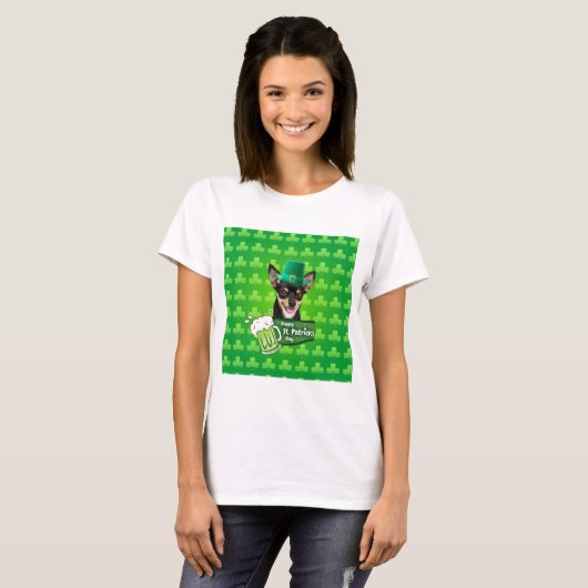 Chihuahua Puppy Dog St. Patrick's Day Groene Klave T-shirt (Voorkant volledig)
