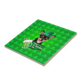 Chihuahua Puppy Dog St. Patrick's Day Groene Klave Tegeltje (Zijkant)