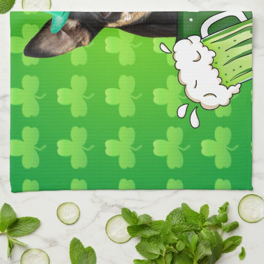 Chihuahua Puppy Dog St. Patrick's Day Groene Klave Theedoek (Gevouwen)