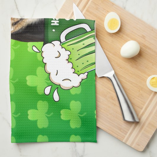 Chihuahua Puppy Dog St. Patrick's Day Groene Klave Theedoek (Quarter Fold)