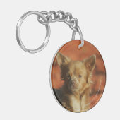 Chihuahua Puppy Headshot Sleutelhanger (Voorkant Links)