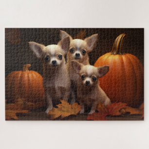 Chihuahua Puppy Herfst Plezier Pompoen Legpuzzel
