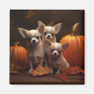 Chihuahua Puppy Herfst Plezier Pompoen Magneet