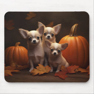 Chihuahua Puppy Herfst Plezier Pompoen Muismat