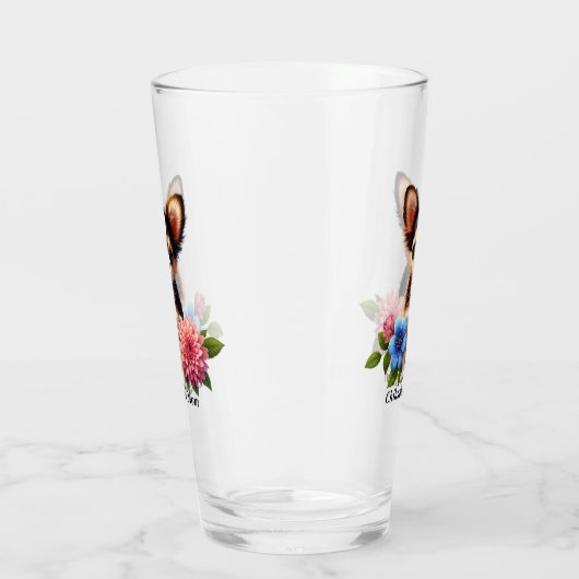 Chihuahua puppy met decoratieve bloemen glas (Links)