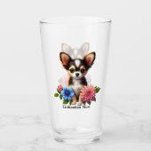 Chihuahua puppy met decoratieve bloemen glas (Voorkant)