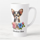 Chihuahua puppy met decoratieve bloemen latte mok (Rechts)