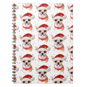 Chihuahua-ras watercolor hondenpatroon Kerstmis Notitieboek