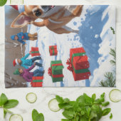 Chihuahua rent in de sneeuw met kerst Pet Theedoek (Gevouwen)