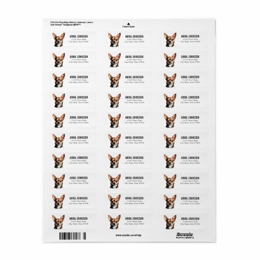 Chihuahua Return Address Labels (Full Sheet)