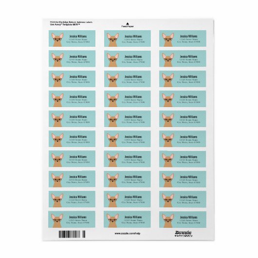 Chihuahua Return Address Labels (Full Sheet)