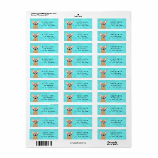 Chihuahua Return Address Labels (Full Sheet)