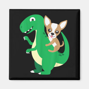 Chihuahua rijdt op T-Rex dinosaurus Dino hond Hall Magneet