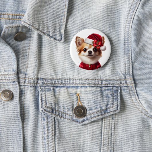 Chihuahua Santa Christmas Vakantie Mode Button (In situ)