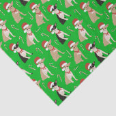 Chihuahua Santa Hat Candy Cane Groene Kerstmis Tissuepapier (Detail)