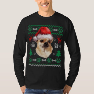 Chihuahua Santa Hat Kerst Lelijke trui Pyjama T-shirt