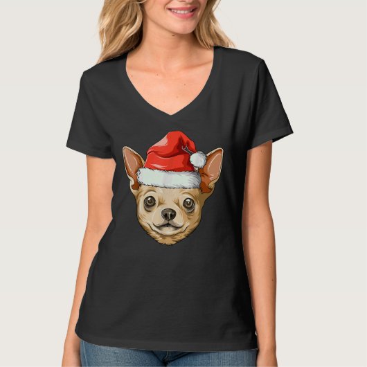 Chihuahua Santa Hat T-shirt (Voorkant)