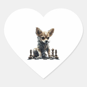 Chihuahua Schaak Speler Board Queen Hart Sticker