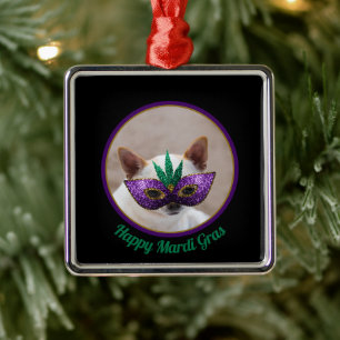Chihuahua schattig Gelukkig Carnaval glinsterend m Metalen Ornament
