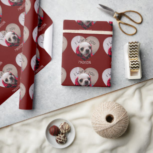 Chihuahua schattig wuff je liefde Valentijn hart f Cadeaupapier