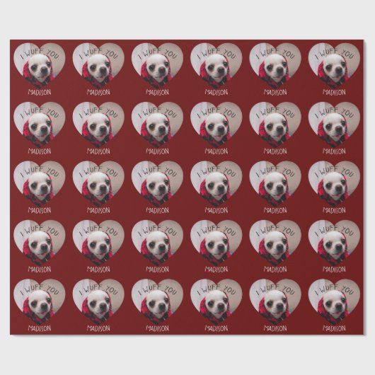 Chihuahua schattig wuff je liefde Valentijn hart f Cadeaupapier (Vlak)