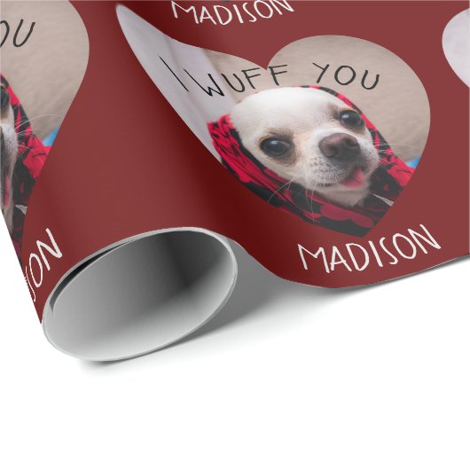 Chihuahua schattig wuff je liefde Valentijn hart f Cadeaupapier (Rol Hoek)