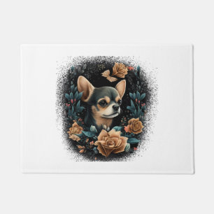 Chihuahua Schattige Dog Mooie Bloemen Meisje Deurmat