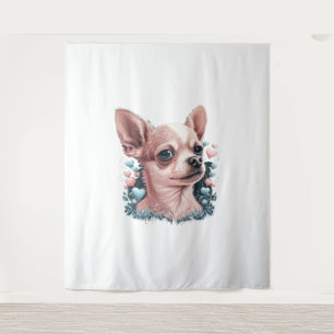 Chihuahua Schattige Dog Mooie Bloemen Meisje Wandkleed
