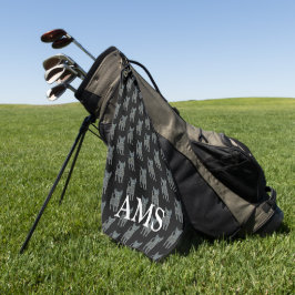 Chihuahua Schattige Dog Silhouette Y&B Grid Zwart Golfhanddoek