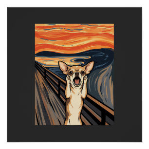 Chihuahua Schreeuw Expressionistische Honden Kunst Perfect Poster
