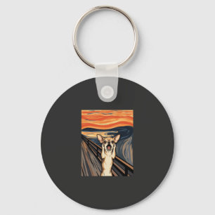Chihuahua Schreeuw Expressionistische Honden Kunst Sleutelhanger