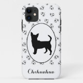 Chihuahua Silhouette Hearts and Paw Prints Case-Mate iPhone Case (Achterkant)
