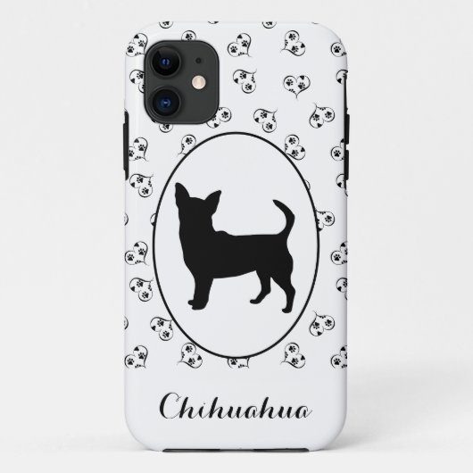 Chihuahua Silhouette Hearts and Paw Prints Case-Mate iPhone Case (Achterkant)