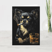 Chihuahua Smoking Cigarette Whisky Lover Funny Dog Kaart (Voorkant)