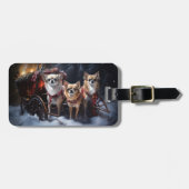 Chihuahua Sneeuwslee Kerst Decor Bagagelabel (Voorkant horizontaal)