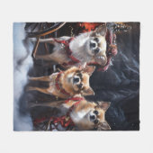 Chihuahua Sneeuwslee Kerst Decor Fleece Deken (Voorkant (Horizontaal))