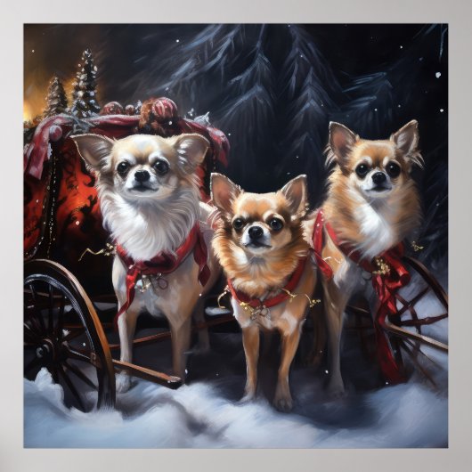 Chihuahua Sneeuwslee Kerst Decor Poster (Voorkant)