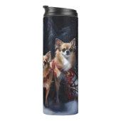 Chihuahua Sneeuwslee Kerst Decor Thermosbeker (Geroteerd rechts)