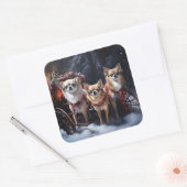 Chihuahua Sneeuwslee Kerst Decor Vierkante Sticker (Envelop)