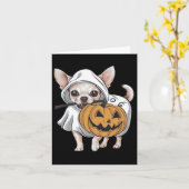 Chihuahua spookhond Halloween Kaart (Gele Bloem)